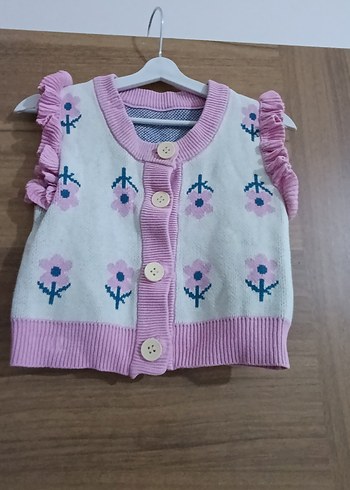 Çiçek Desenli Bohem Kız Triko Yelek - Görsel 2