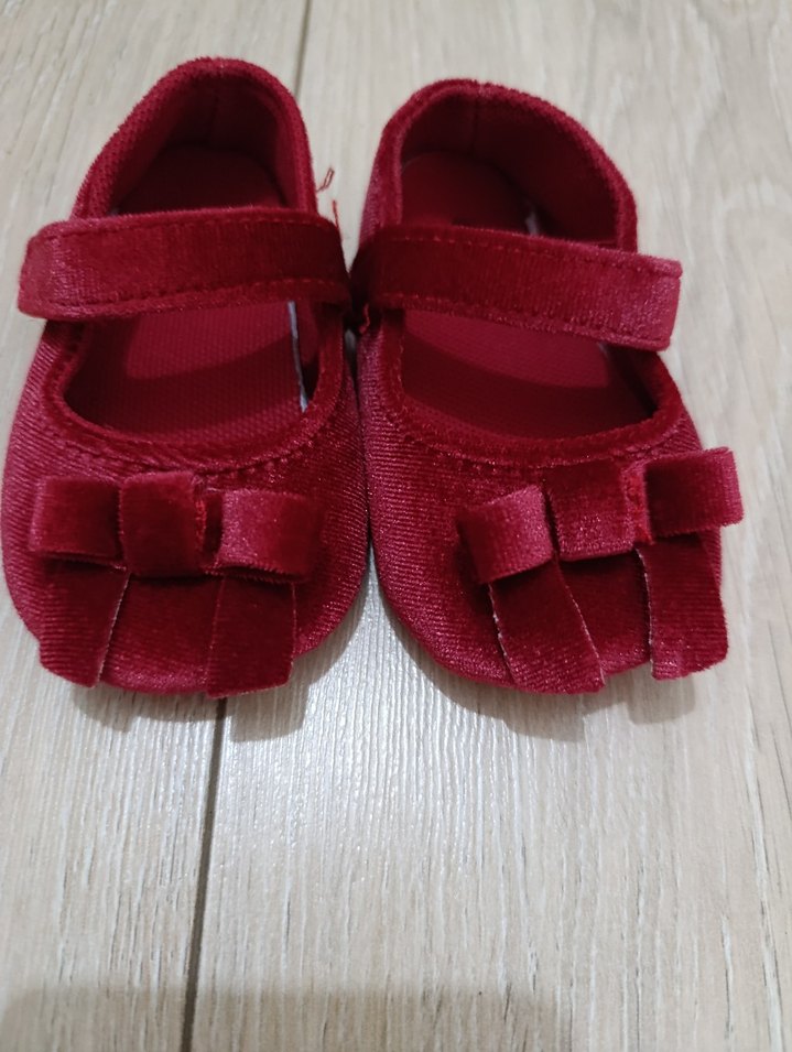 Bordo Fırfırlı Kız bebek Babet - Görsel 2