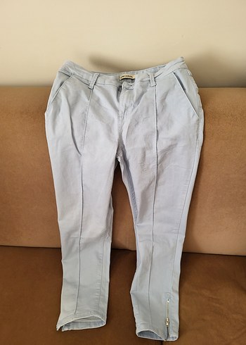 Düğmeli Beyaz Kadın Denim Pantolon - Görsel 3