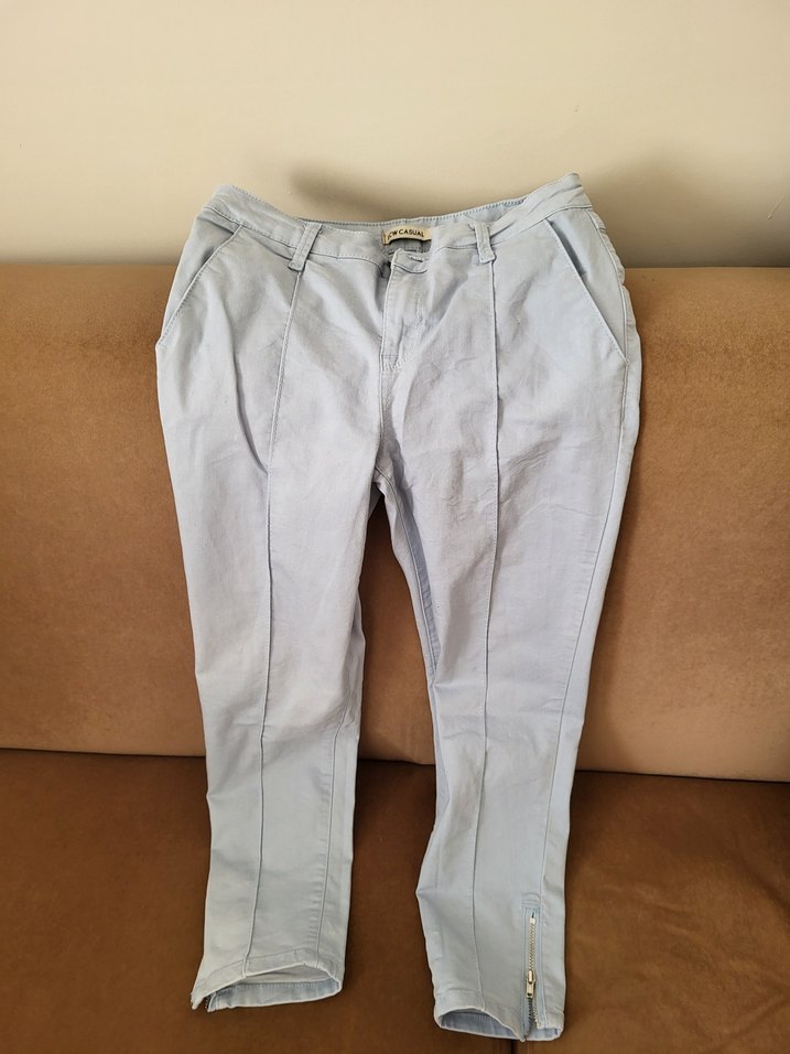 Düğmeli Beyaz Kadın Denim Pantolon - Görsel 3