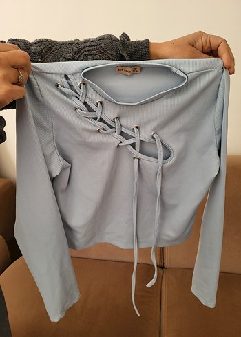 Gri Bağcıklı Halter Yaka Midi Hamile Üstü - Görsel 3