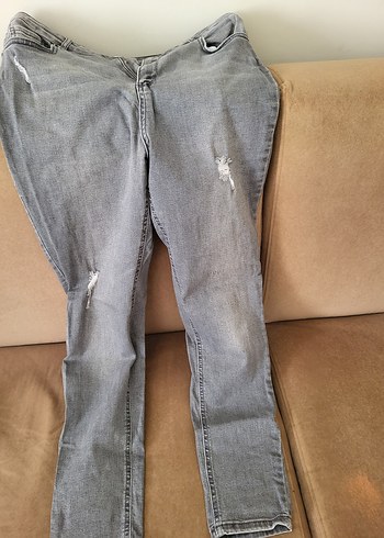 Gri Midi Boy Bol Kesim Kadın Kot Pantolon - Görsel 2