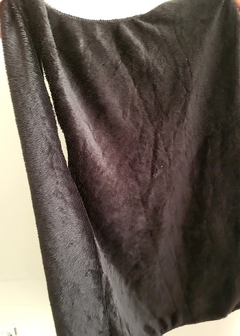 Siyah V Yaka Peluş Detaylı Hamile Yeleği - Görsel 3