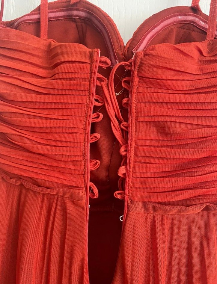 Kiremit rengi Uzun Abiye Elbise - Görsel 4