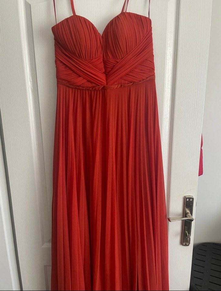 Kiremit rengi Uzun Abiye Elbise - Görsel 2