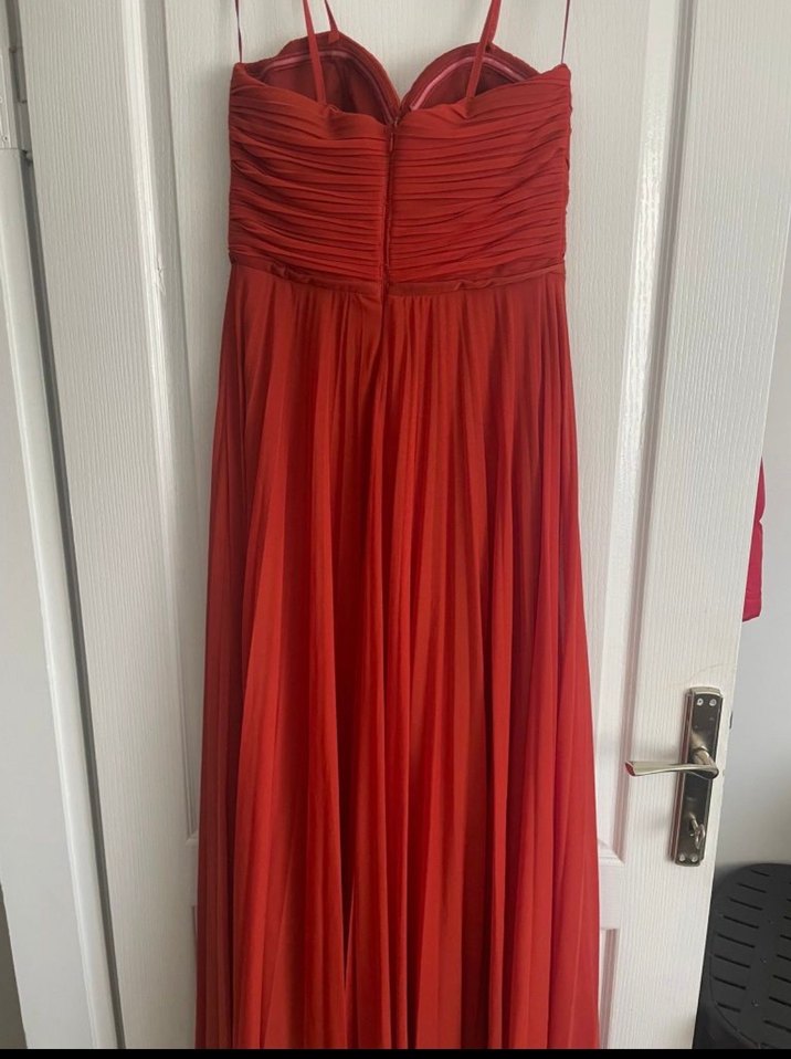 Kiremit rengi Uzun Abiye Elbise - Görsel 3