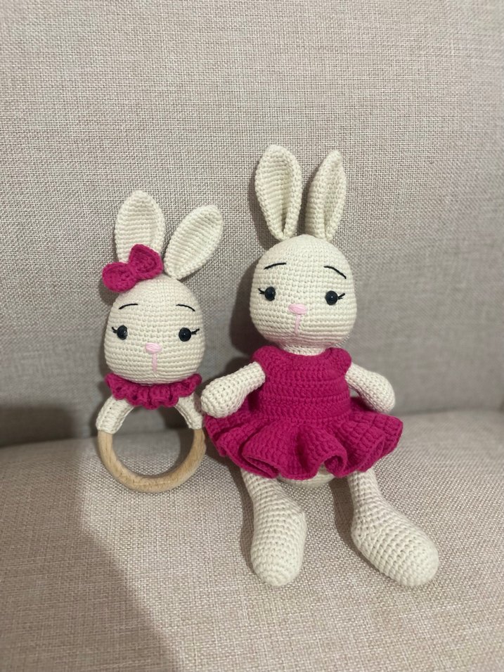 Amigurumi Tavşan Diş Kaşıyıcı ve Oyuncak - Görsel 2