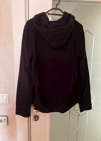 Kadın Siyah Kapüşonlu Fermuarlı Sweatshirt - Görsel 6