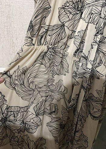 Bej Desenli Uzun Bohem Elbise - Görsel 3