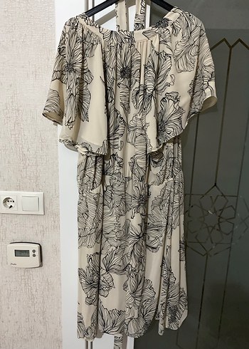 Bej Desenli Uzun Bohem Elbise - Görsel 4