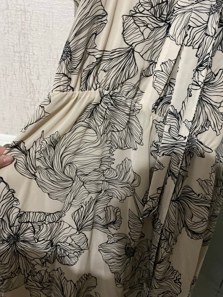 Bej Desenli Uzun Bohem Elbise - Görsel 3