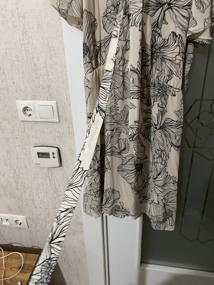 Bej Desenli Uzun Bohem Elbise - Görsel 2