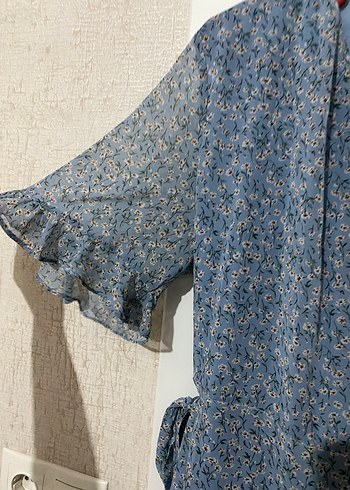 Bohem V Yaka Midi Elbise - Görsel 4