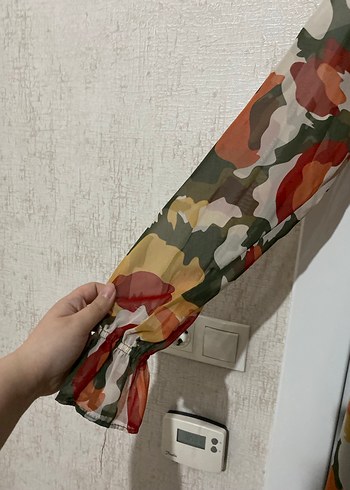 Kadın Çok Renkli Kamuflaj Desenli Midi Elbise - Görsel 2