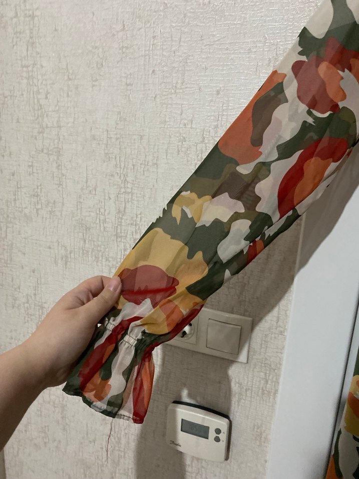 Kadın Çok Renkli Kamuflaj Desenli Midi Elbise - Görsel 2