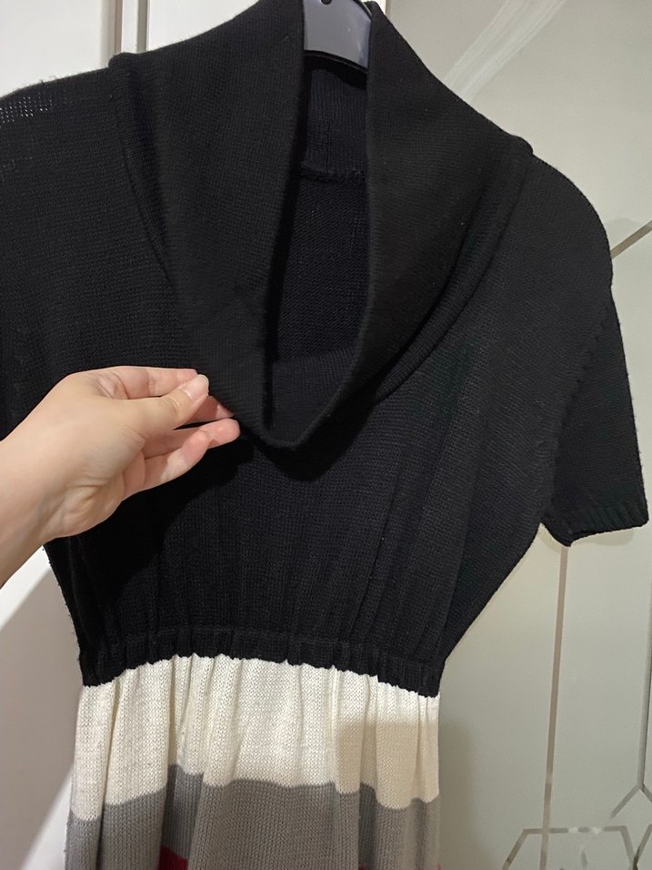 Kadın Çok Renkli Kısa Triko Elbise - Görsel 2