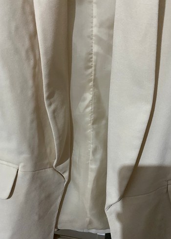 Beyaz Kadın Keten Blazer Ceket - Görsel 3