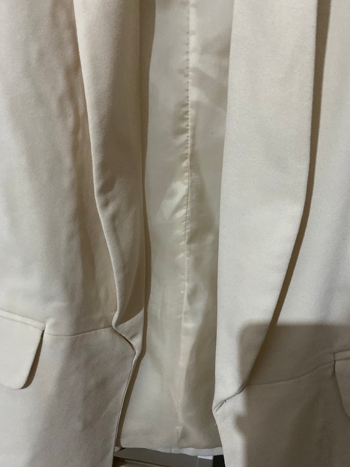 Beyaz Kadın Keten Blazer Ceket - Görsel 3