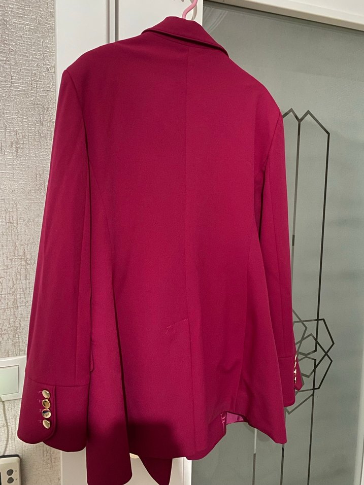 Bordo Kadın Düğmeli Midi Blazer Ceket - Görsel 2