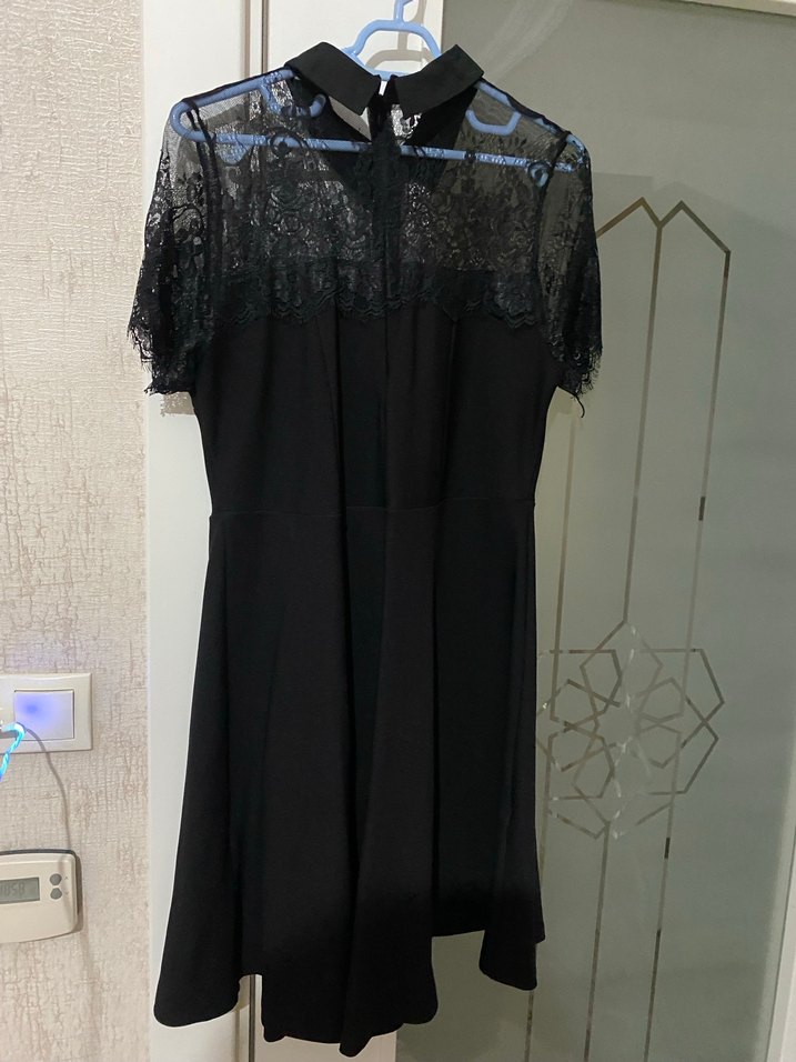 Dantelli Siyah Midi Gotik Elbise - Görsel 3