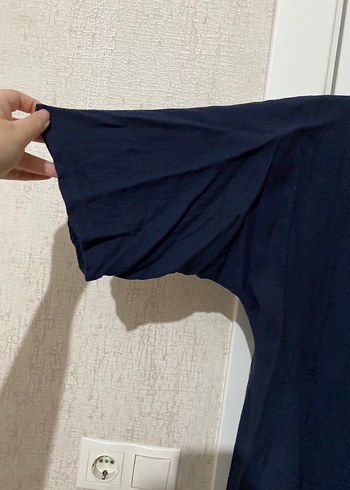 Düğmeli Mavi Keten Midi Elbise - Görsel 5