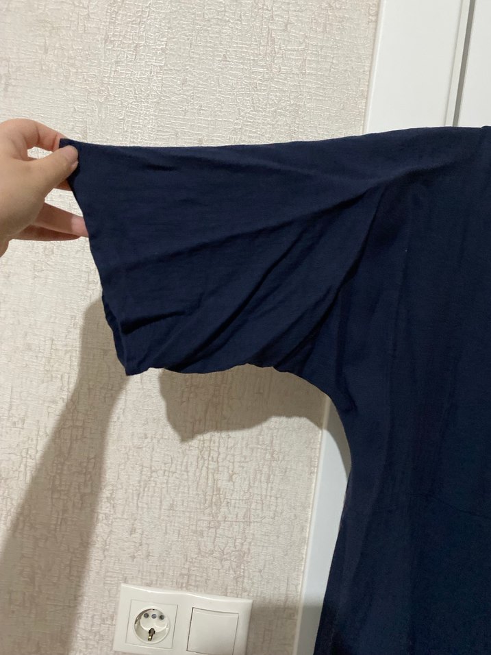 Düğmeli Mavi Keten Midi Elbise - Görsel 5