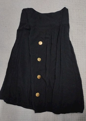 Düğmeli Siyah  Midi Etek - Görsel 2