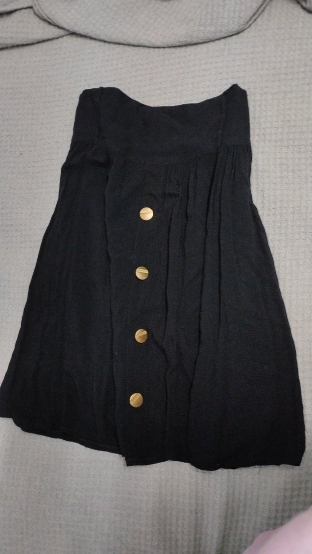 Düğmeli Siyah  Midi Etek - Görsel 2