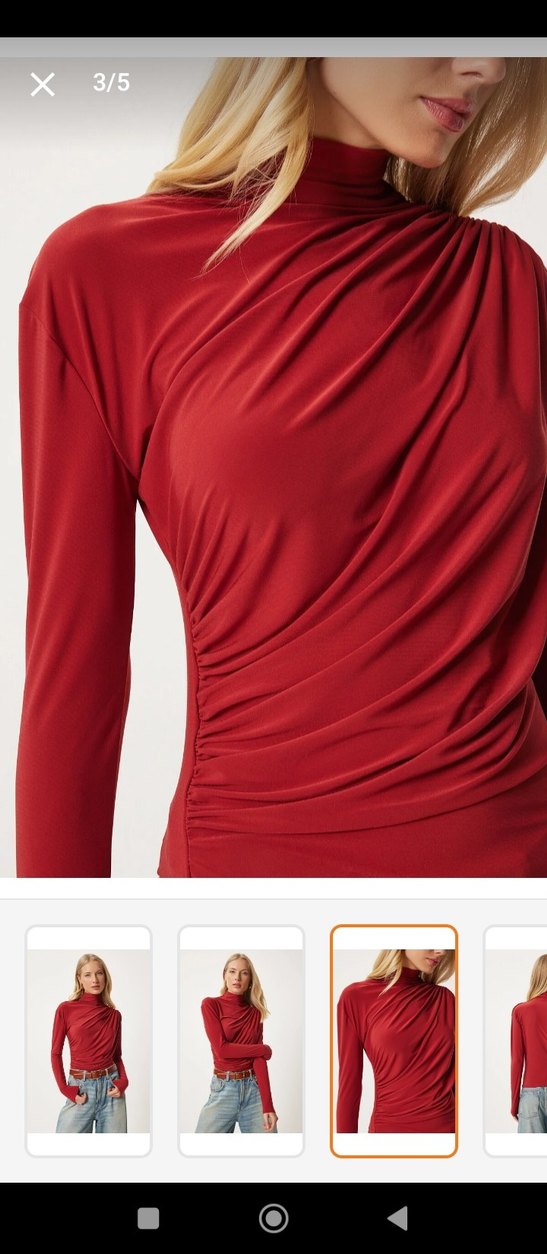 büzgülü bluz kiremit - Görsel 2