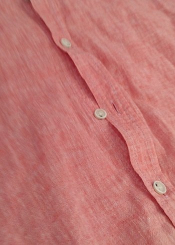 loft pembe Keten Kısa Kollu Gömlek - Görsel 2