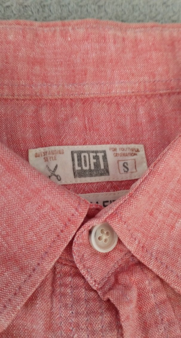 loft pembe Keten Kısa Kollu Gömlek - Görsel 3