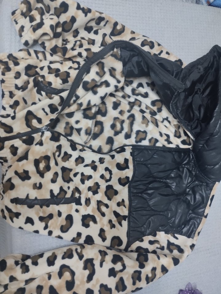 Kürklü Leopar Desenli Kadın Kışlık ceket - Görsel 4