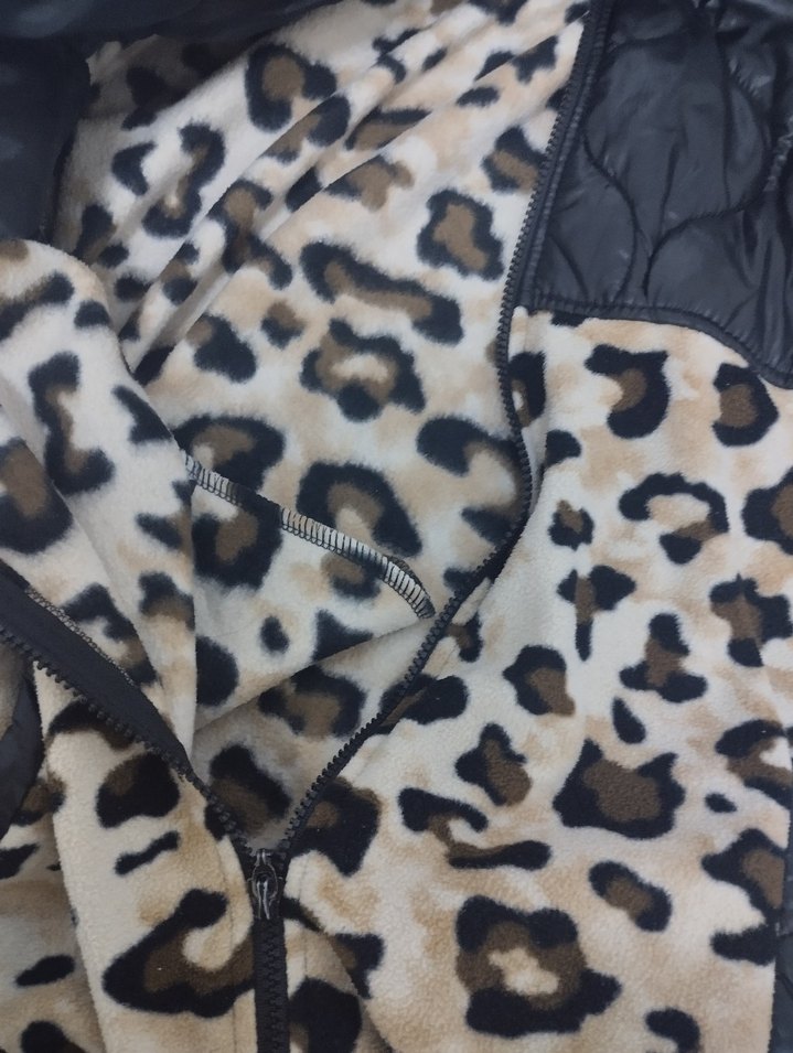 Kürklü Leopar Desenli Kadın Kışlık ceket - Görsel 2