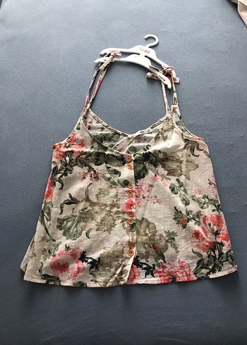 Çiçek Desenli Düğmeli V Yaka - Görsel 4