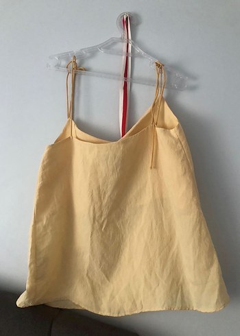 Bej Keten Askılı Rahat Kadın Atlet - Görsel 4