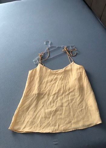 Bej Keten Askılı Rahat Kadın Atlet - Görsel 2