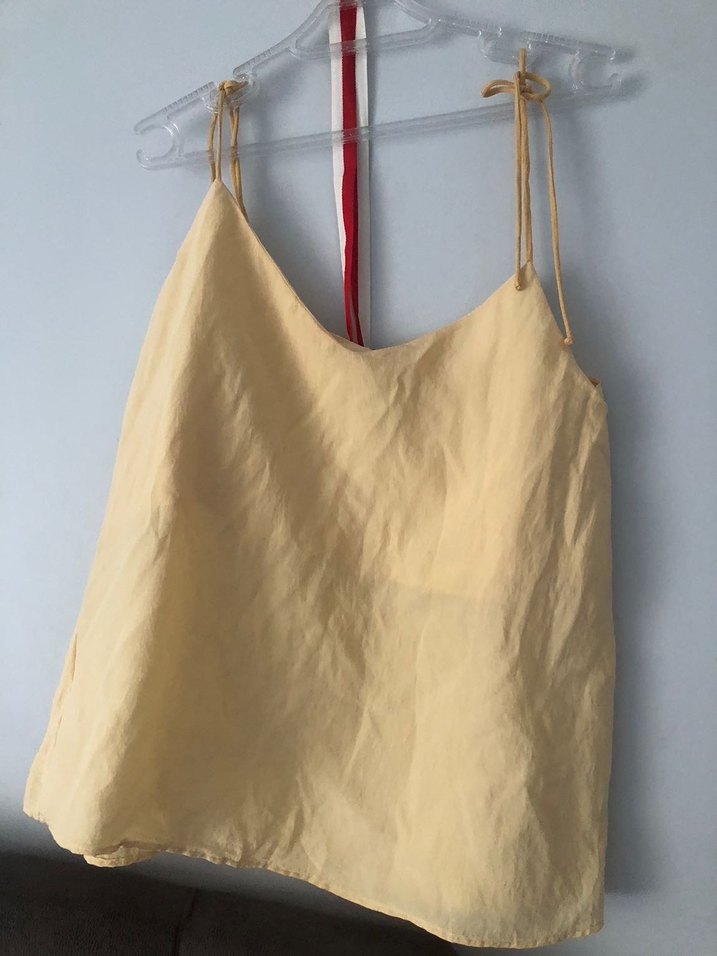 Bej Keten Askılı Rahat Kadın Atlet - Görsel 5