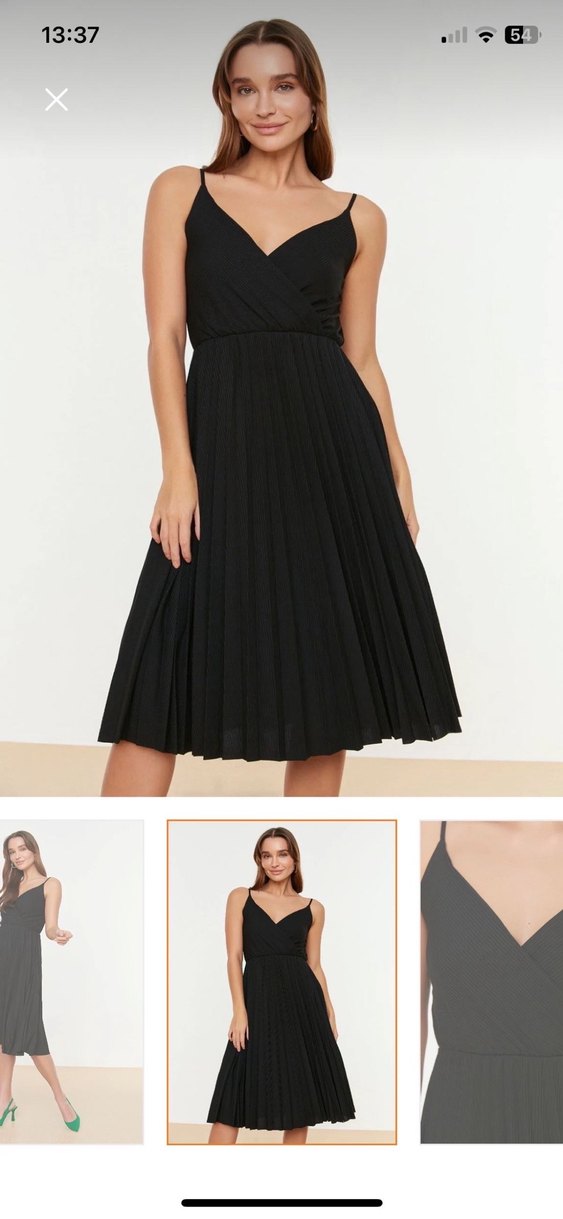 Siyah Pilili Midi Uzun Elbise - Görsel 3