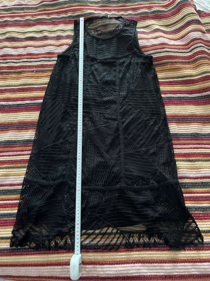 Siyah Yüksek Yakalı Dantel elbise - Görsel 3