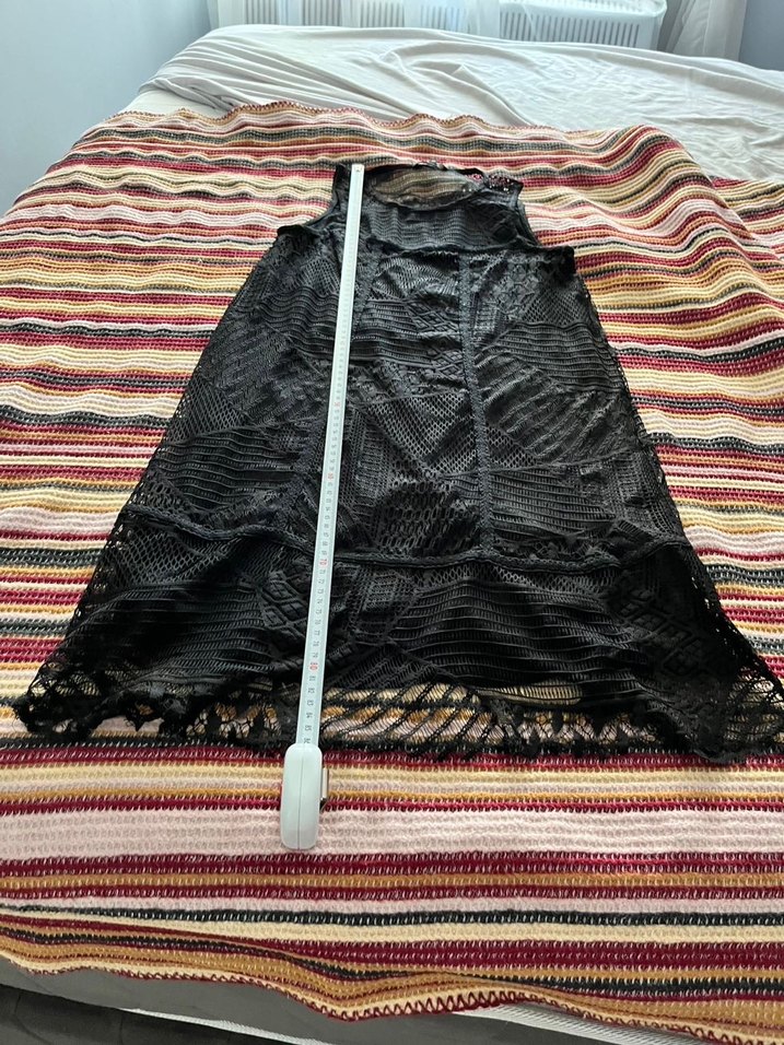 Siyah Yüksek Yakalı Dantel elbise - Görsel 4