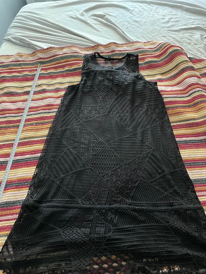 Siyah Yüksek Yakalı Dantel elbise - Görsel 5