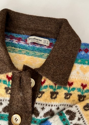 Renkli Örgü Desenli Hırka - Görsel 3