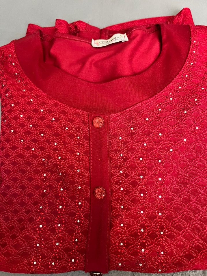 Düğmeli Kırmızı Uzun Kollu - Görsel 2