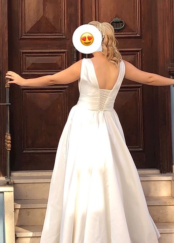 V Yakalı Beyaz  Gelinlik - Görsel 7