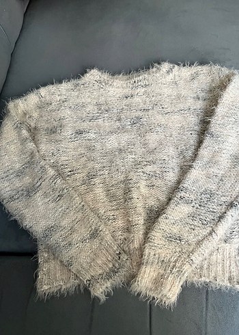 Gri Kadın Triko Kazak - Görsel 3