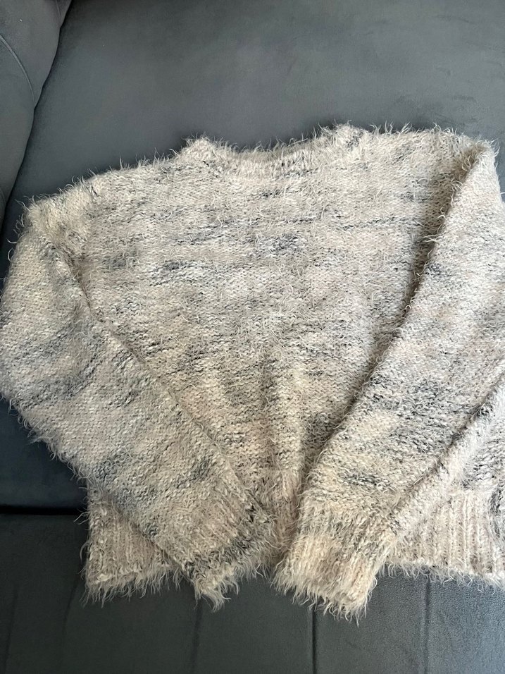 Gri Kadın Triko Kazak - Görsel 3