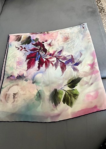 Kadın Çok Renkli İpek eşarp - Görsel 3