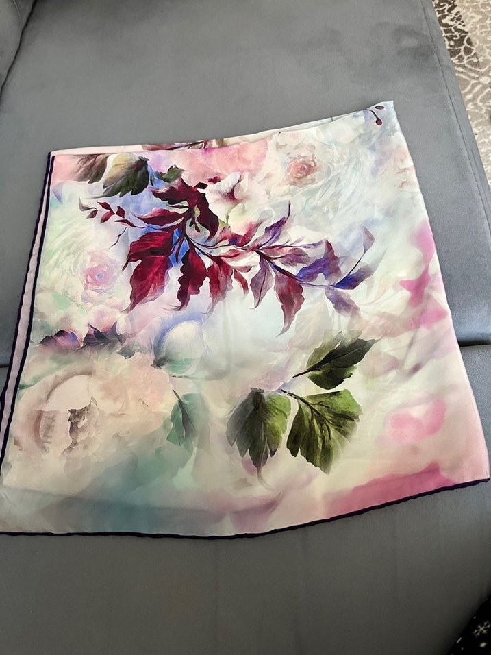 Kadın Çok Renkli İpek eşarp - Görsel 3