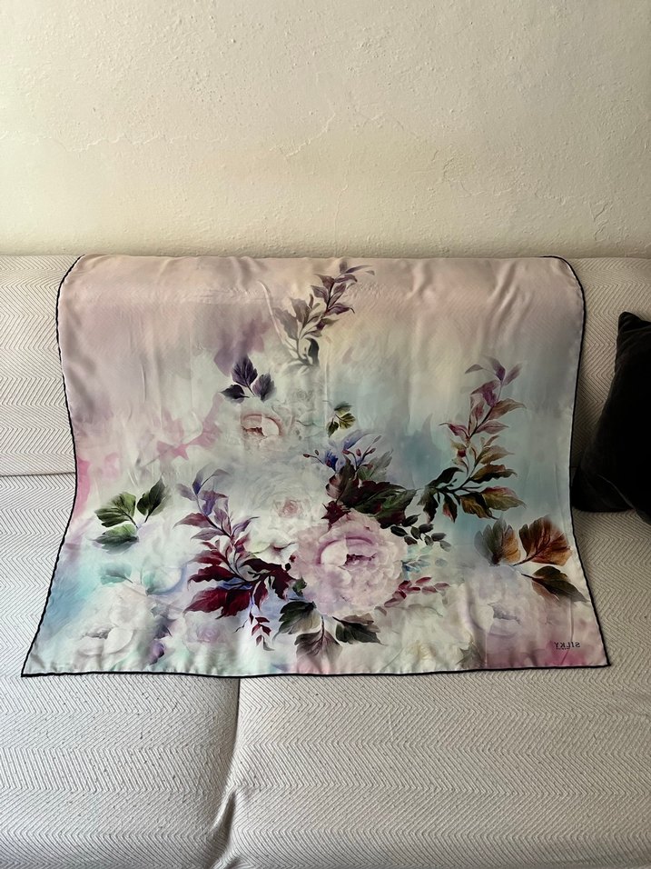 Kadın Çok Renkli İpek eşarp - Görsel 5