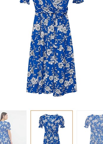 Mavi Çiçek Desenli Bohem Midi Elbise - Görsel 5